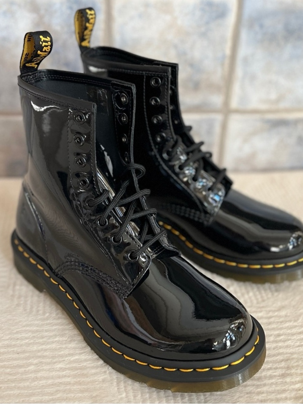 NEW Womens Size 6 Dr. Martens 1460 Black Patent Leather Lace Up Combat Boot